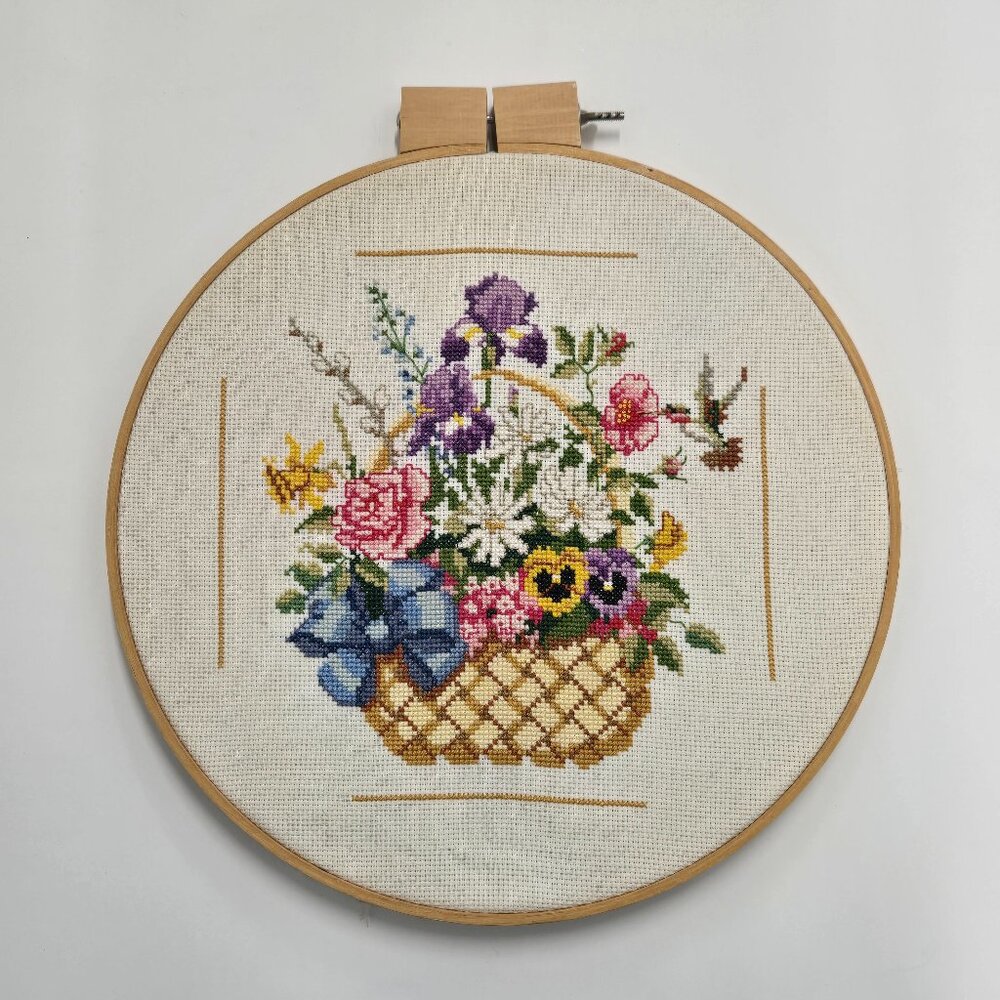 Hand Embroidered Hoop Art – Floral Cottagecore Wall Decor, Fiber Art Embroidery